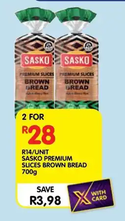Shoprite Sasko Premium Slices Brown Bread 700g offer