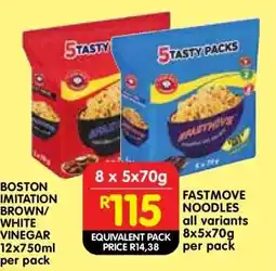 Shoprite FASTMOVE NOODLES all variants 8x5x70g per pack offer