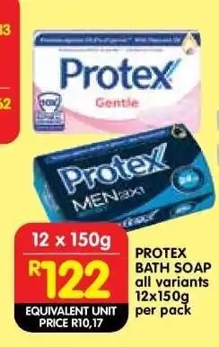 Shoprite PROTEX BATH SOAP all variants 12x150g per pack offer