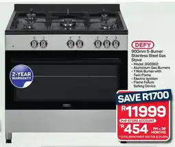 Pick n Pay Hypermarket DEFY 5-Burner Stainless Steel Gas Stove offer