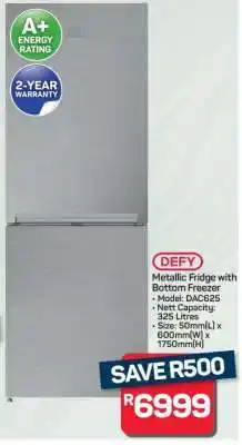 Pick n Pay Hypermarket DEFY Metallic Fridge with Bottom Freezer offer