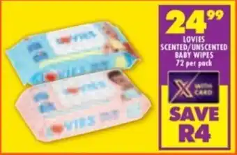 Shoprite Lovies scented/ unscented baby wipes offer