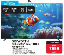 Makro SKYWORTH 139 cm 55" Smart QLED Google TV offer