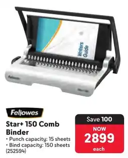 Makro Fellowes Star+ 150 Comb Binder offer