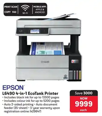 Makro EPSON L6490 4-in-1 EcoTank Printer offer