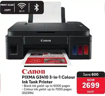 Makro Canon PIXMA G3410 3-in-1 Colour Ink Tank Printer offer