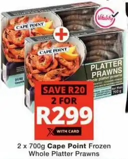 Checkers Cape Point Frozen Whole Platter Prawns offer
