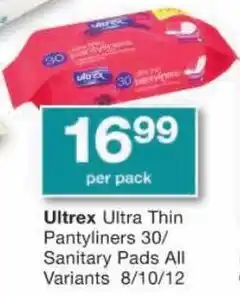 Checkers Ultrex Ultra Thin Pantyliners/ Sanitary Pads All Variants offer
