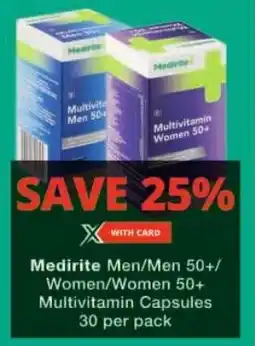 Checkers Medirite Men/ Men 50+/ Women/ Women 50+ Multivitamin Capsules offer