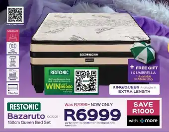 Sleepmasters Restonic Bazaruto 152cm Queen Bed Set offer