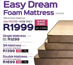 Sleepmasters Sleepmasters Easy Dream 152cm Foam Mattress offer