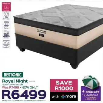 Sleepmasters Restonic Royal Night 152cm Queen Bed Set offer