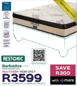 Sleepmasters Restonic Barbados 137cm Mattress Only offer