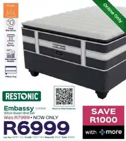Sleepmasters Restonic Embassy 152cm Queen Bed Set offer