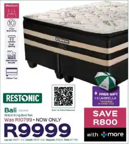 Sleepmasters Restonic Bali 183cm King Bed Set offer