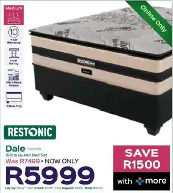 Sleepmasters Restonic Dale 152cm Queen Bed Set offer