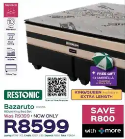 Sleepmasters Restonic Bazaruto 183cm King Bed Set offer