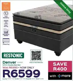 Sleepmasters Restonic Denver 137cm Double Bed Set offer