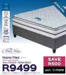 Sleepmasters Cloud Nine Nano Flex 152cm Queen Bed Set offer