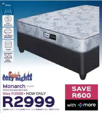 Sleepmasters Cozy Nights Monarch 137cm Double Bed Set offer