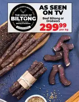 Food Lover's Market Beef Biltong or Droëwors offer