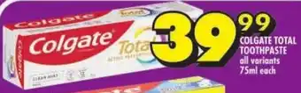 Shoprite Colgate total toothpaste all variants offer