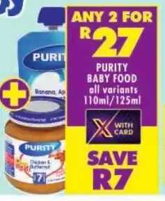 Shoprite Purity baby food all variants offer