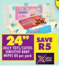Shoprite Jolly tots/ cuties sensitive baby wipes offer