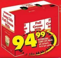 Shoprite Ritebrand long life milk all variants offer