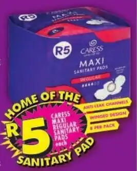 Shoprite Caress maxi regular sanitary pads offer