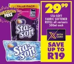 Shoprite Sta-soft fabric softener refill all variants offer