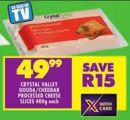 Shoprite Crystal valley gouda/ cheddar processed cheese slices offer