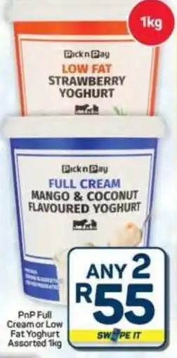 Pick n Pay Hypermarket PnP Full Cream or Low Fat Yoghurt Assorted offer