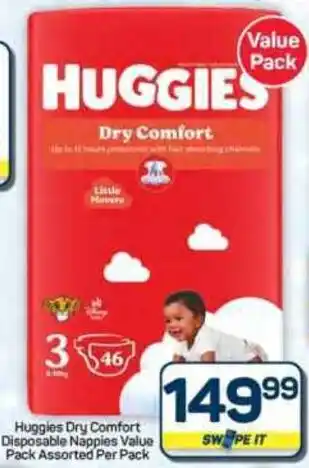 Pick n Pay Hypermarket Huggies Dry Comfort Disposable Nappies Value Pack Assorted offer