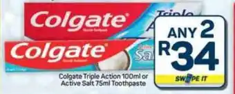 Pick n Pay Hypermarket Colgate Triple Action or Active Salt Toothpaste offer