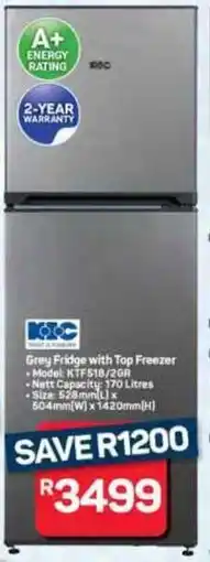 Pick n Pay Hypermarket KIC Grey Fridge with Top Freezer offer