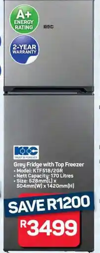 Pick n Pay Hypermarket Grey Fridge with Top Freezer offer