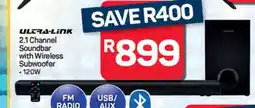 Pick n Pay Hypermarket Ultra-Link 2.1 Channel Soundbar with Wireless Subwoofer offer
