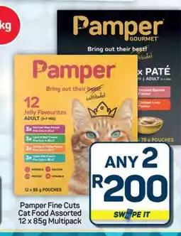 Pick n Pay Hypermarket Pamper Fine Cuts Cat Food Assorted 12 x 85g Multipack offer