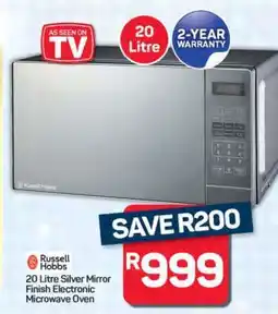 Pick n Pay Hypermarket Russell Hobbs 20 Litre Silver Mirror Finish Electronic Microwave Oven offer
