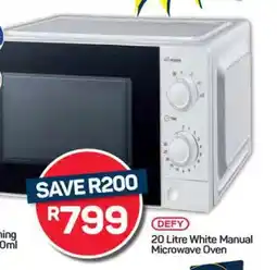 Pick n Pay DEFY 20 Litre White Manual Microwave Oven offer