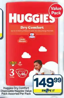 Pick n Pay Hypermarket HUGGIES DRY COMFORT DISPOSABLE NAPPIES VALUE PACK offer