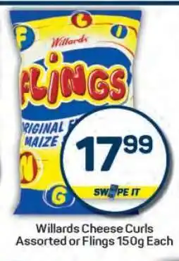 Pick n Pay Willards Cheese Curls Assorted or Flings offer