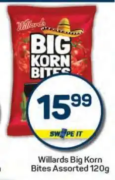 Pick n Pay Willards Big Korn Bites Assorted 120g offer