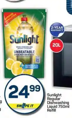 Pick n Pay Sunlight Regular Dishwashing Liquid 750ml Refill offer