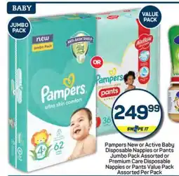 Pick n Pay Pampers New or Active Baby Disposable Nappies or Pants offer
