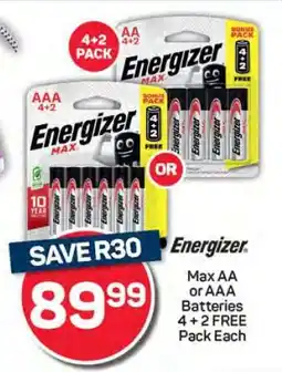 Pick n Pay Energizer Max AA or AAA Batteries offer