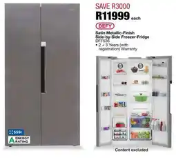 OK Furniture DEFY Satin Metallic-Finish Side-by-Side Freezer-Fridge DFF536 offer