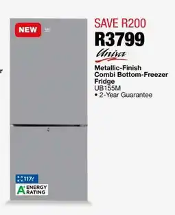 OK Furniture Univa Metallic-Finish Combi Bottom-Freezer Fridge offer