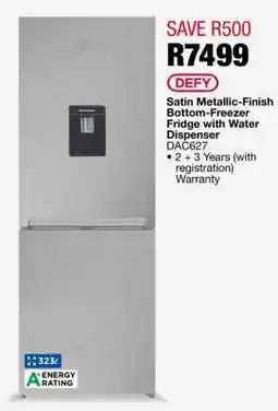 OK Furniture DEFY Satin Metallic-Finish Bottom-Freezer Fridge with Water Dispenser DAC627 offer